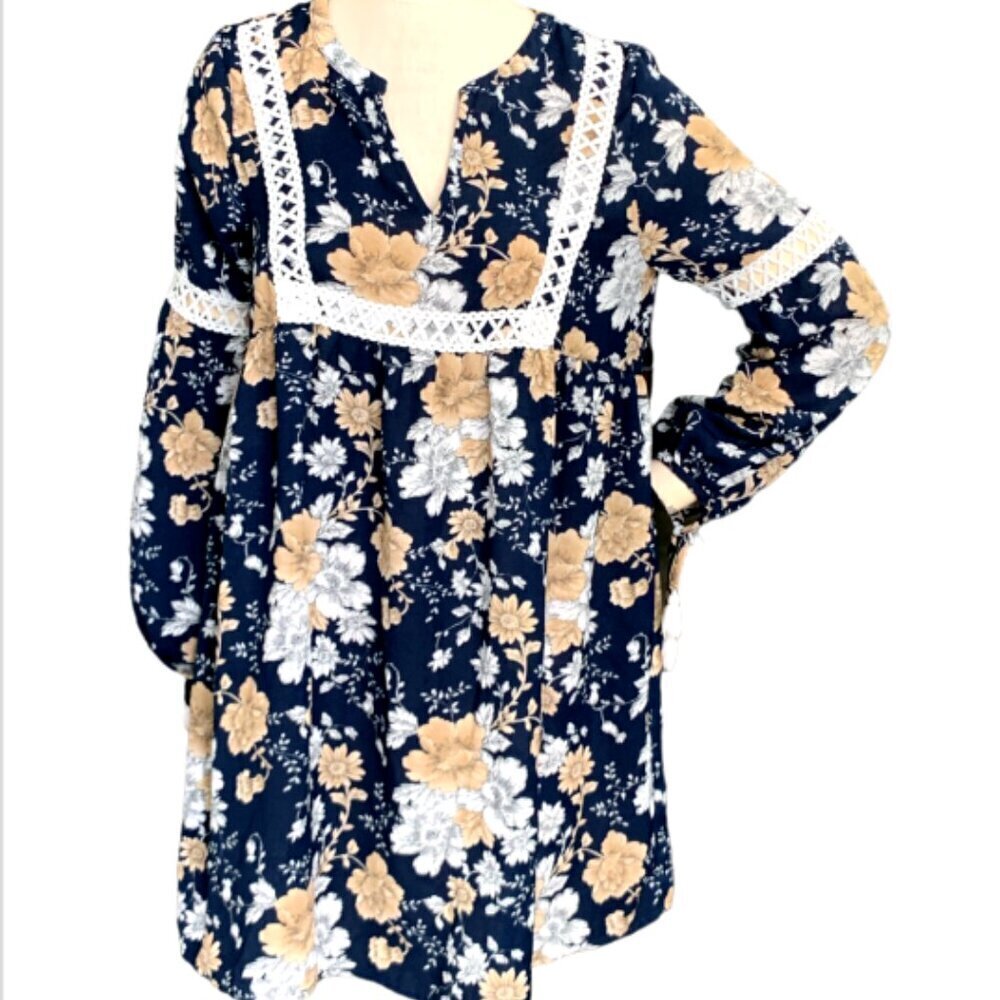 Tassels-N-Lace Floral BOHO Dress Sz‎ S #96P